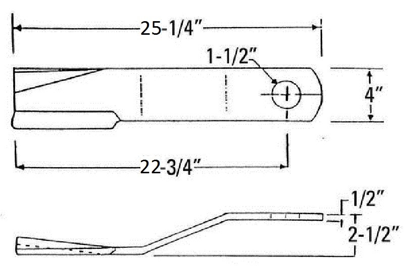 2 Replacement Woods Rotary Cutter Blade 25.25" Long x 4" x 0.5" w/ 1.5" Hole CCW