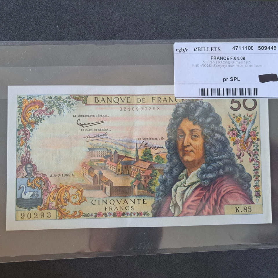 Billet de 50 francs Racine du 4-3-1965 PR.SPL / 1ere série de signature - Photo 4/4
