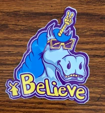 Dutch Bros Believe Sticker Unicorn!! Blue/Yellow Rare NEW