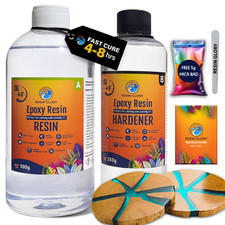 Best Epoxy Resin Starter Kit 750g 2:1 Crystal Clear Craft Art Mould Cast Wood UK