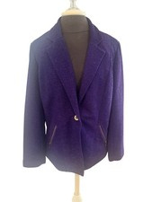 Chico s Purple Textured Zip Blazer Animal Print Lined Size 1 Or Medium