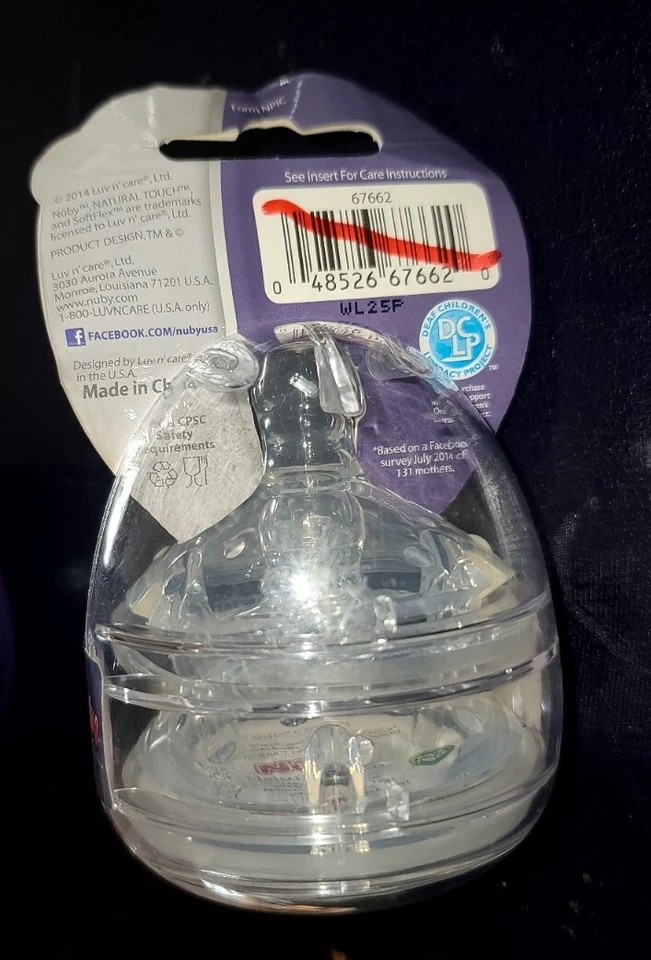 NUBY Natural Touch BOTTLE NIPPLES with Storage Case Fast Flow 6+ months 2 Pack - Image 2 of 3