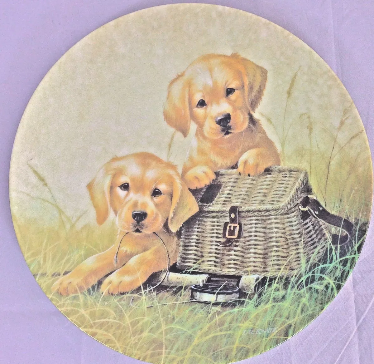 Knowles Collector Plate 1991 GONE FISHIN Golden Retriever Dogs