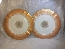 DINNER PLATES 9.5" LIMOGES LOT OF 12 M/R REDDON PINK & GOLD FRANCE