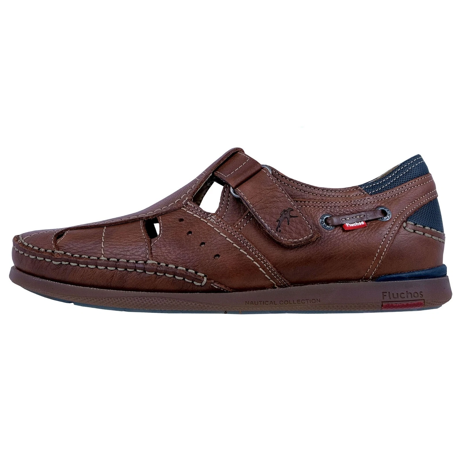 Fluchos Mariner: Brown Leather Sandals For Men With Removable Insoles 9882