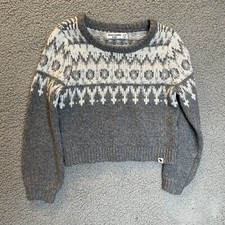 Abercrombie Kids Girls Medium M Cropped Cable Knit Pullover Sweater Gray