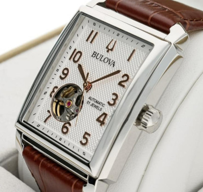 Bulova Sutton Automatic 96A268 Stainless Steel Brown Leather Band Watch