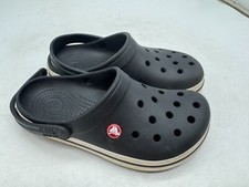 DAMAGED Crocs Crocband Clogs Kids Black Rubber Slip-On Lightweight Casual - J5
