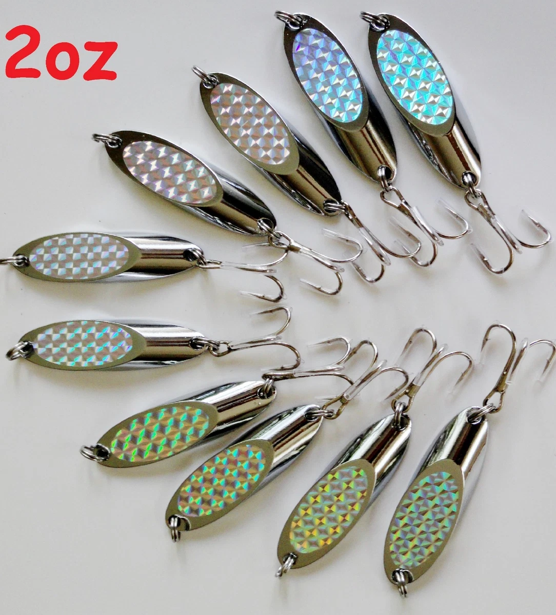 10 Pieces Casting 2oz Kast Spoons Silver Saltwater Fishing Lures