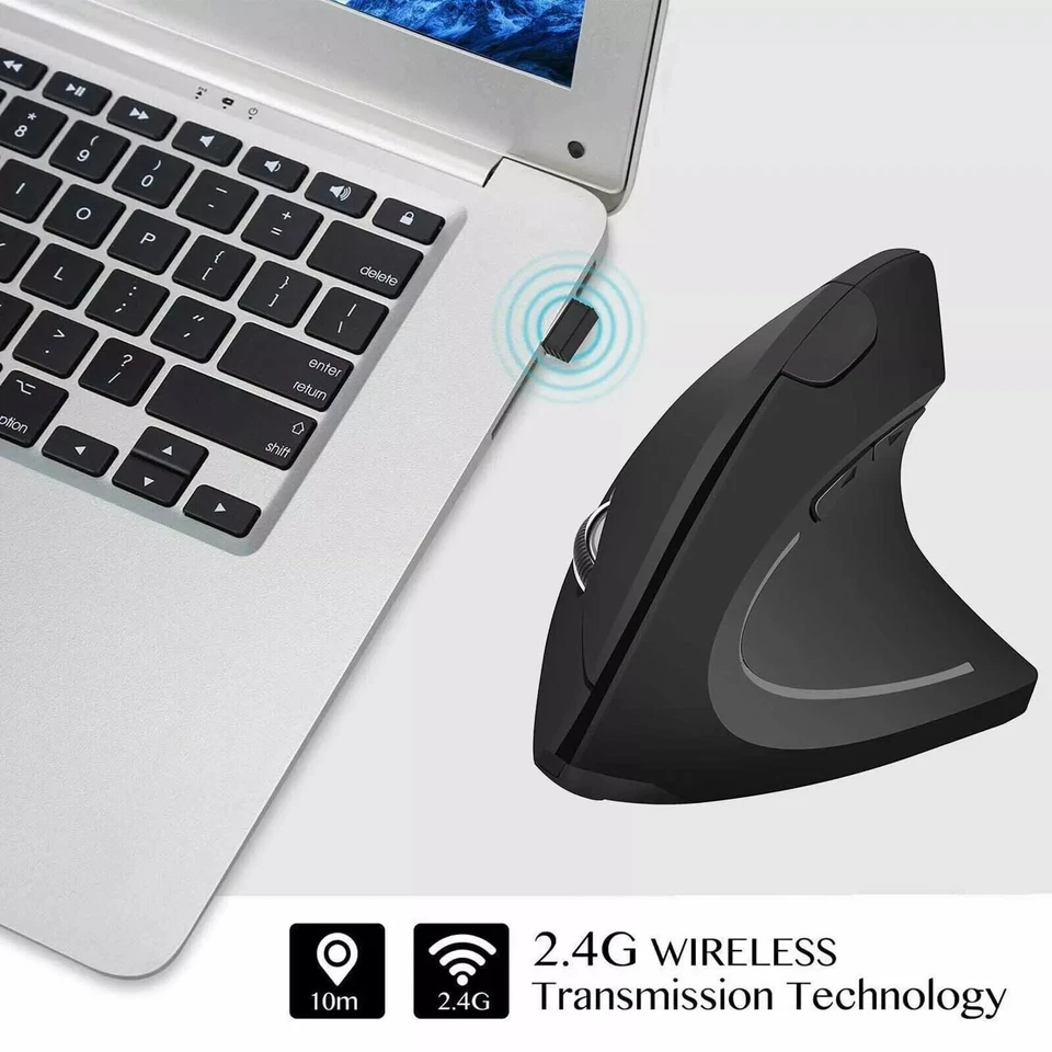 Ratón Vertical Óptico Ergonómico 6 Teclas USB Ratones Inalámbricos 2.4GHz 1600DPI para PC Foto 4 de 4