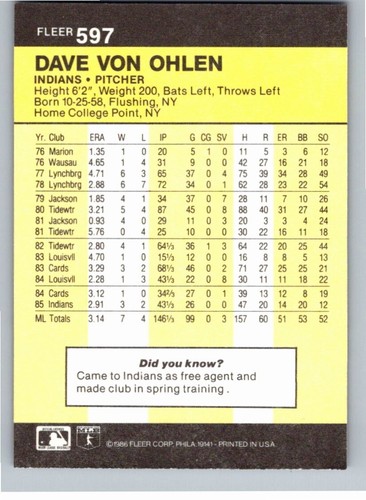 1986 Fleer Baseball Complete Your Set You Pick Choose #496 - 660 - Picture 205 of 295