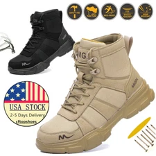 Mens Safety Shoe Steel Toe Work Boots Non-slip Oil-resistant Splashing water