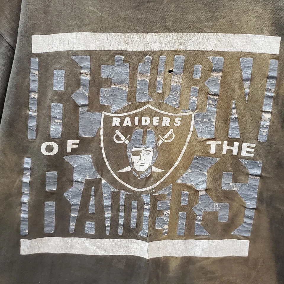 VINTAGE Oakland Raiders Women Top XL Green Tie Dye Graphic Starter T-Shirt READ - Image 2 of 4