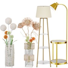 Modern Tall Standing Living Room Floor Lamp Hand-Woven Rattan Wicker Accent Lamp