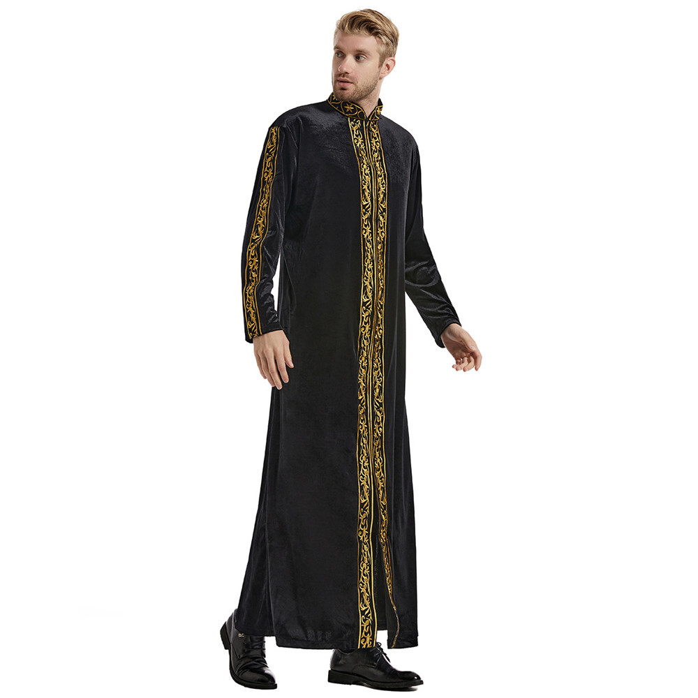 HERSIL Abaya Musulmano Donna Casual Caftano Lato Split Manica Corta Musulmano Thobe Abbigliamento Preghiera Vintage Araba Musulmano Abbigliamento Uomo Verde 1 M 124981749