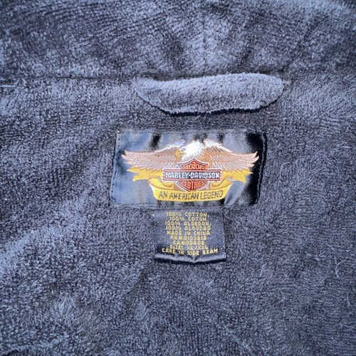 Harley Davidson Black Bath Robe Logo 100% Cotton - One Size - Picture 2 of 9