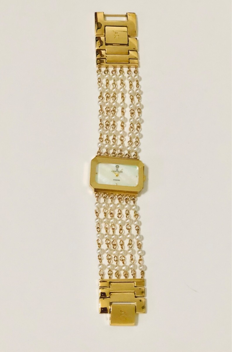 Vintage Anne Klein Diamond 10/7209 Gold Tone Pearl Bracelet Quartz Analog Watch Vintage Anne Klein Diamond 10/7209 Gold Tone Pearl Bracelet  main image 2
