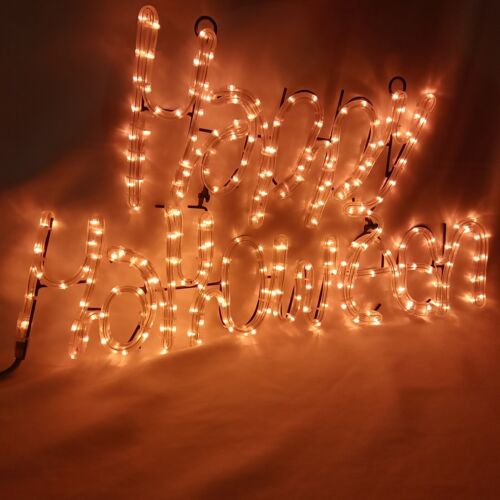 Vintage Halloween Luminary Large Lighted Sign Happy Halloween Orange 1990s - Picture 2 of 12