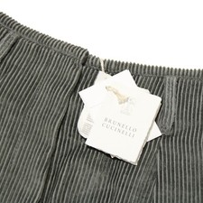 Brunello Cucinelli NWT Trousers Size 42 US 6 in Solid Gray Corduroy Linen Blend