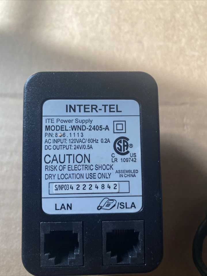 Inter-Tel WND-2405 Power Adapter 24v WND-2405-A 806.1113 4400 Series - Image 2 of 3