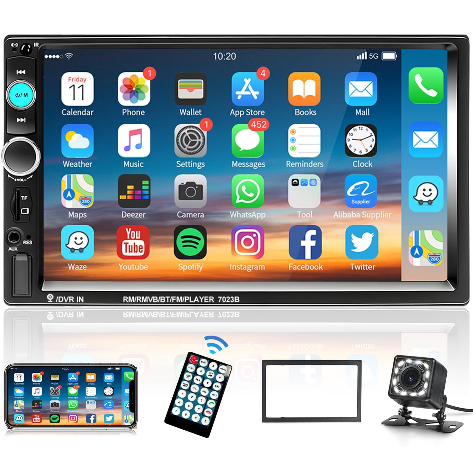 7-inch Double Din Car Stereo with GPS WiFi Bluetooth Touchscreen