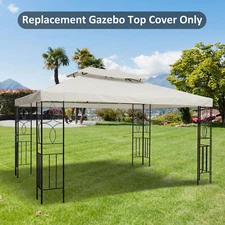 13' x 10' 2-Tier Gazebo Canopy Top Cover Replacement for Patio Cream White
