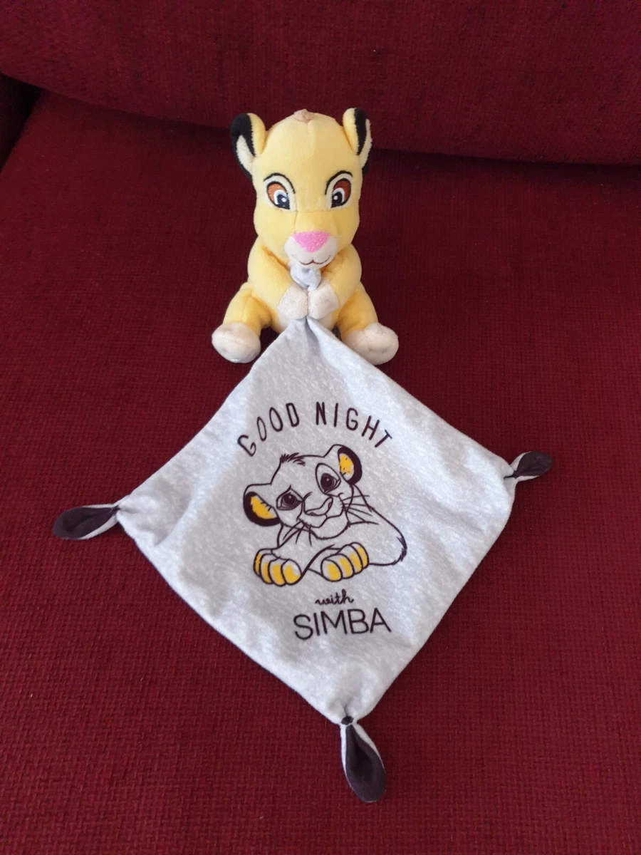 Peluche Doudou Simba le Roi Lion jaune good night with mouchoir gris toys  kiabi