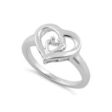 925 Sterling Silver Mother And Child Heart Gift Ring Great for Halloween