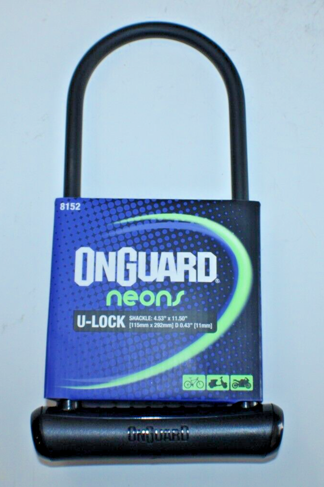 On Guard Neon 8152 Bike U-Lock Black Moped Motorcycle
