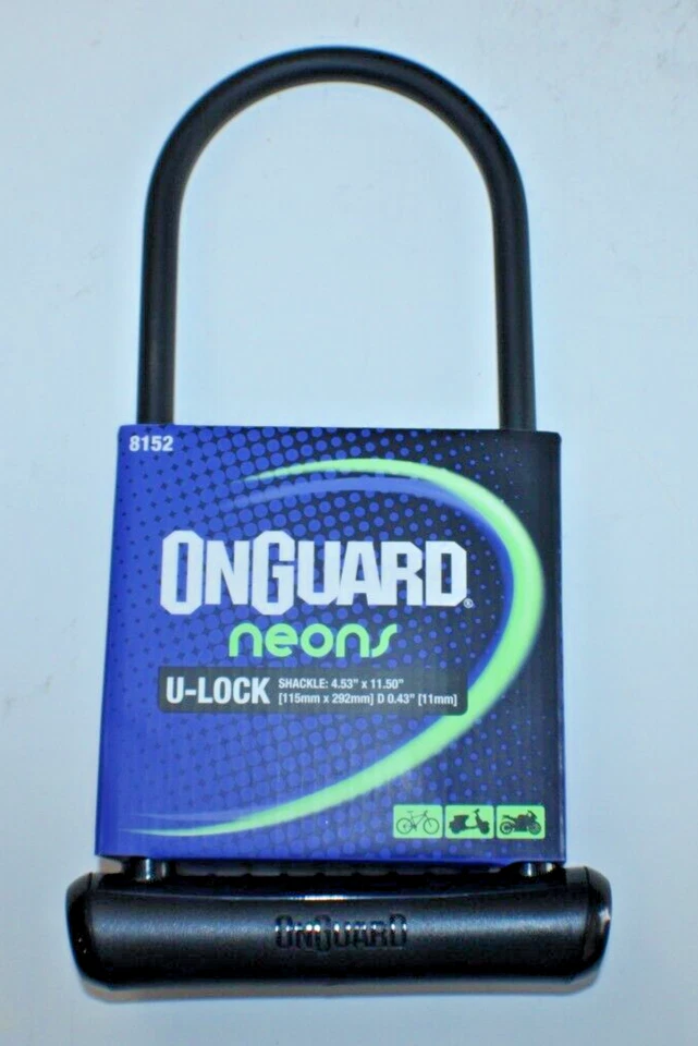 On Guard Neon 8152 Bicicleta U-Lock Negro Ciclomotor Moto Protección 11mm Envío Gratis Foto 2 de 4