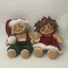 Dan Dee Collectors Choice Christmas Gingerbread Girl  Boy Plush Dolls 16"