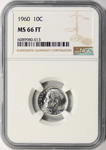 1960 10c Roosevelt Silver Dime NGC MS66 FT