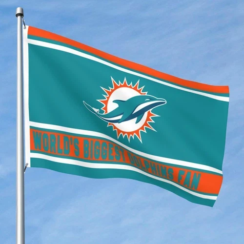 World's Biggest Miami Dolphins Fan Club Flag Banner Decorative Flags | Home Docor | Outdoor Flag | American Football Gift