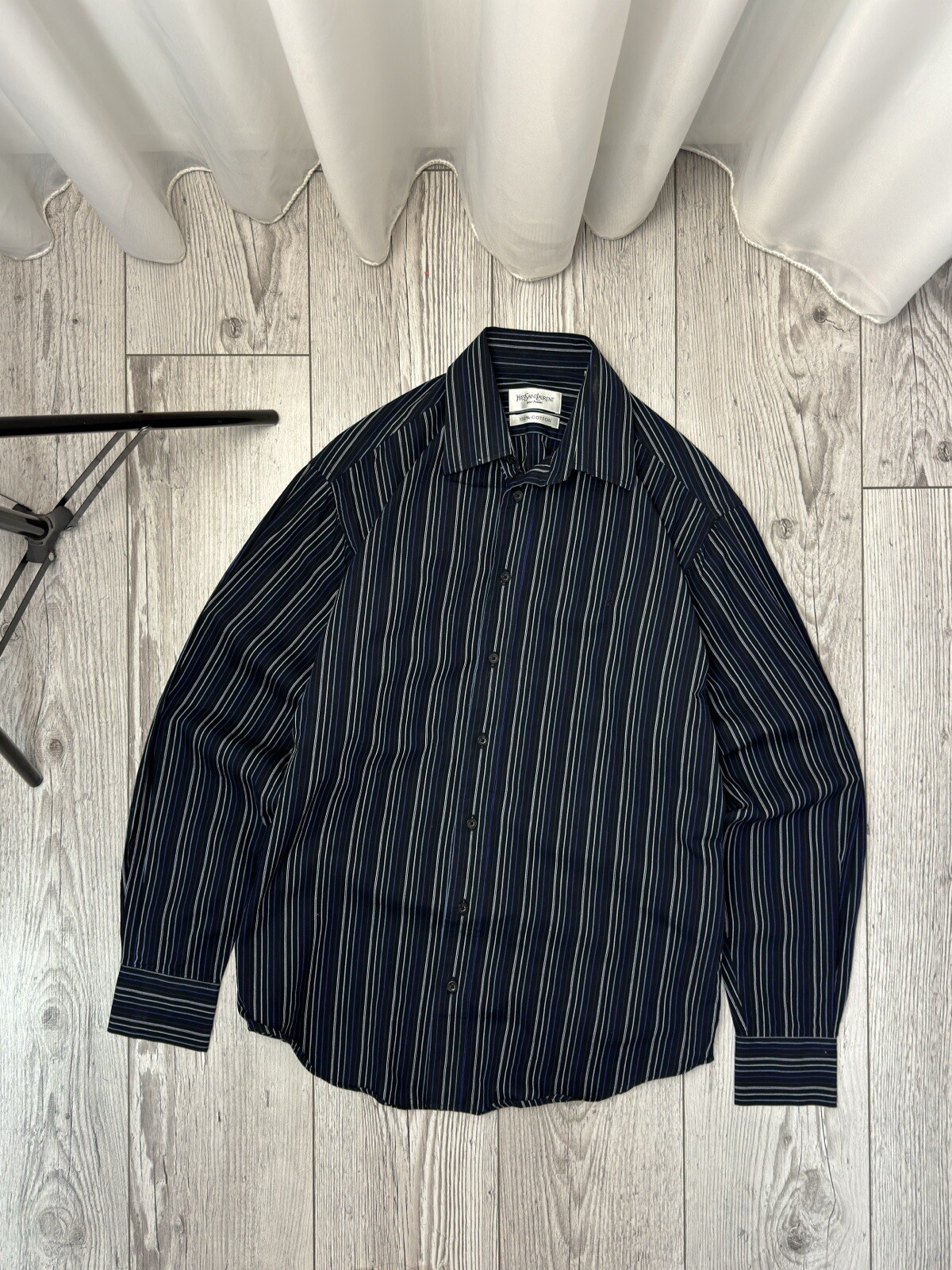 Camicia Yves Saint Laurent YSL a righe con bottoni taglia M vintage