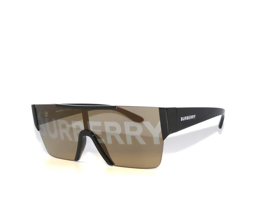 Burberry 4291 3001/G Black Gray Silver Gold Shield Sunglasses 