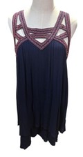 altar'd state Mini Tiered Cutout Sleeveless Shift Dress Lined Side Zip Boho L