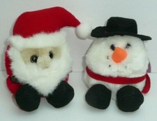 Holiday Puffkins Lot of 2 Xmas Plush Stuffed Animals Santa Snowman Flurry Ho Ho