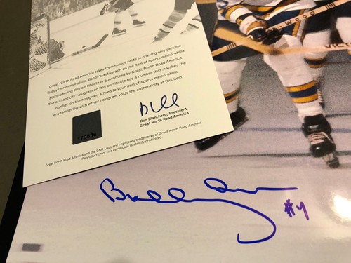 Boston BRUINS Bobby ORR #4 SLAP SHOT vs our BLUES SIGNED 11X14 RARE Orrs GNR COA - Picture 4 of 6