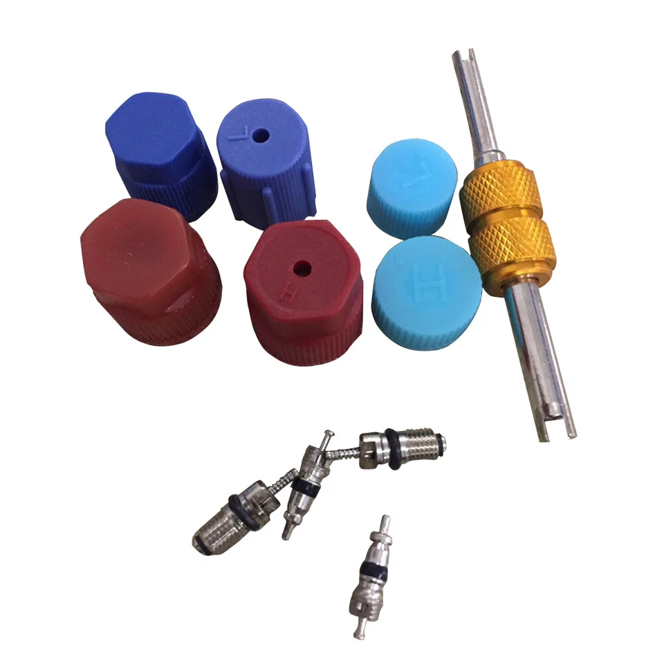 11pcs R134a Car Auto Air Conditioning Valve Core A/C System Caps W/Remover Kit - Image 4 of 4