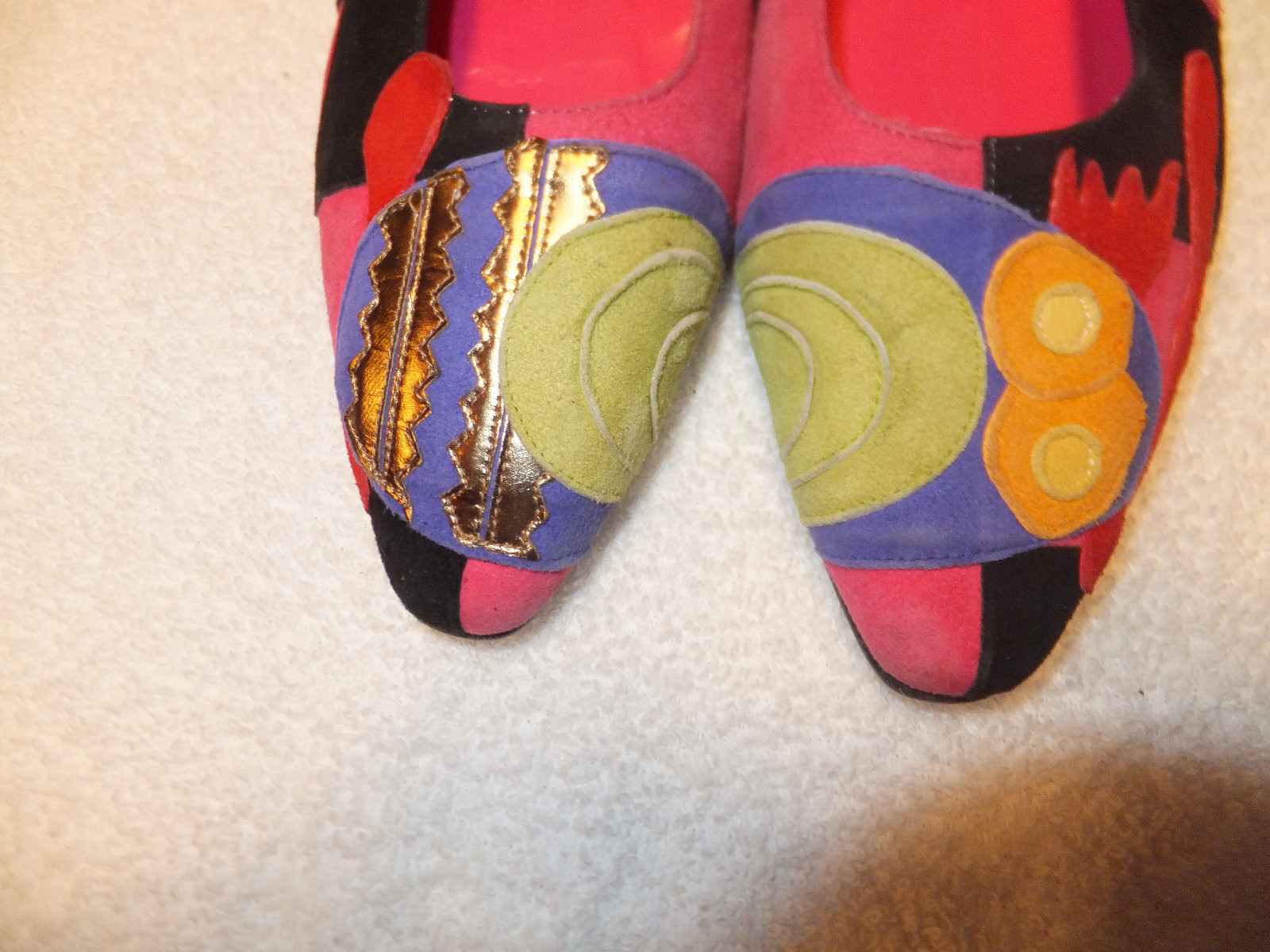 DONALD J.PLIER RARE Multi-Colored Abstract Sewn Leather Shapes Flats Sz 6M Spain image 3