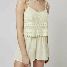 TOPSHOP Women's Sleeveless White Romper Crochet US 4 EUR 36 Pre-Owned