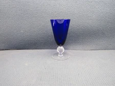 Morgantown Crystal Golf Ball Cobalt Blue Pattern Juice Glass 5" x 2 1/2"