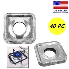 40 pcs Aluminum Foil Square Gas Burner Disposable Bib Liners Stove Covers 8.5"