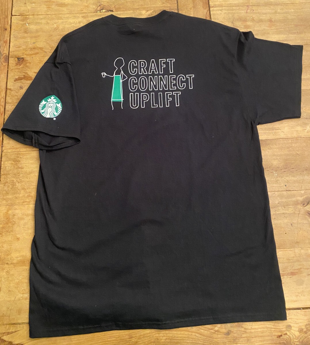 RARE Starbucks Craft Connect Uplift themed black crewneck T shirt