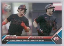 🟦 MATT MCLAIN / SPENCER STEER Rookie 2023 Topps Now #513 BLUE 37/49 Reds 📈
