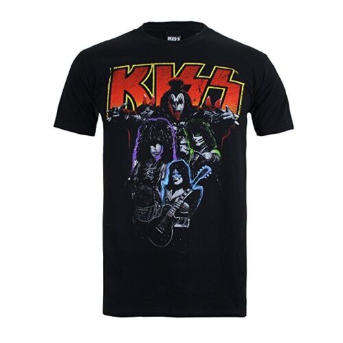 Kiss T-Shirt Neon Rock Band neuf noir officiel - Photo 1/4