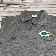 NFL Green Bay Packers Mens Adult Large Gray Heathered Polo Shirt Team Apparel