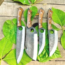 Custom Carbon Steel sharp Knife Set Chef & Kitchen Knives Full Tang, with sheath