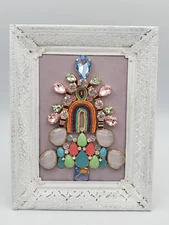 Vintage Christmas Jewelry Tree Art Framed Pastel Rainbow ✨️🎄