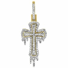 2Ct Round Cut White Moissanite Women's Cross Pendant 14K Yellow Gold Plated